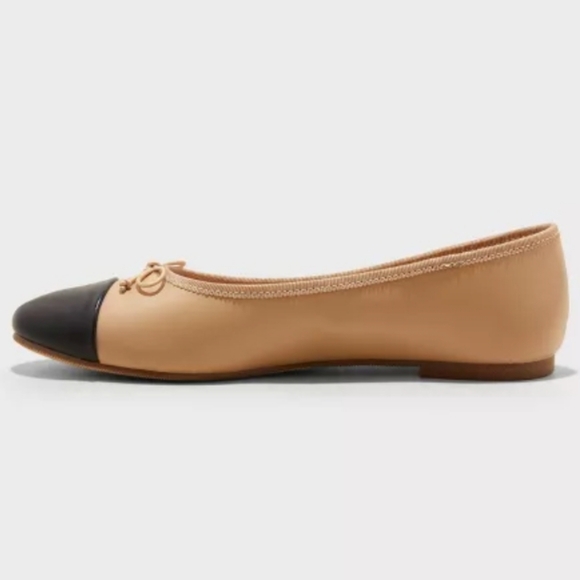 Tan & Black Cap Toe Ballet Flats 11 - Picture 7 of 16